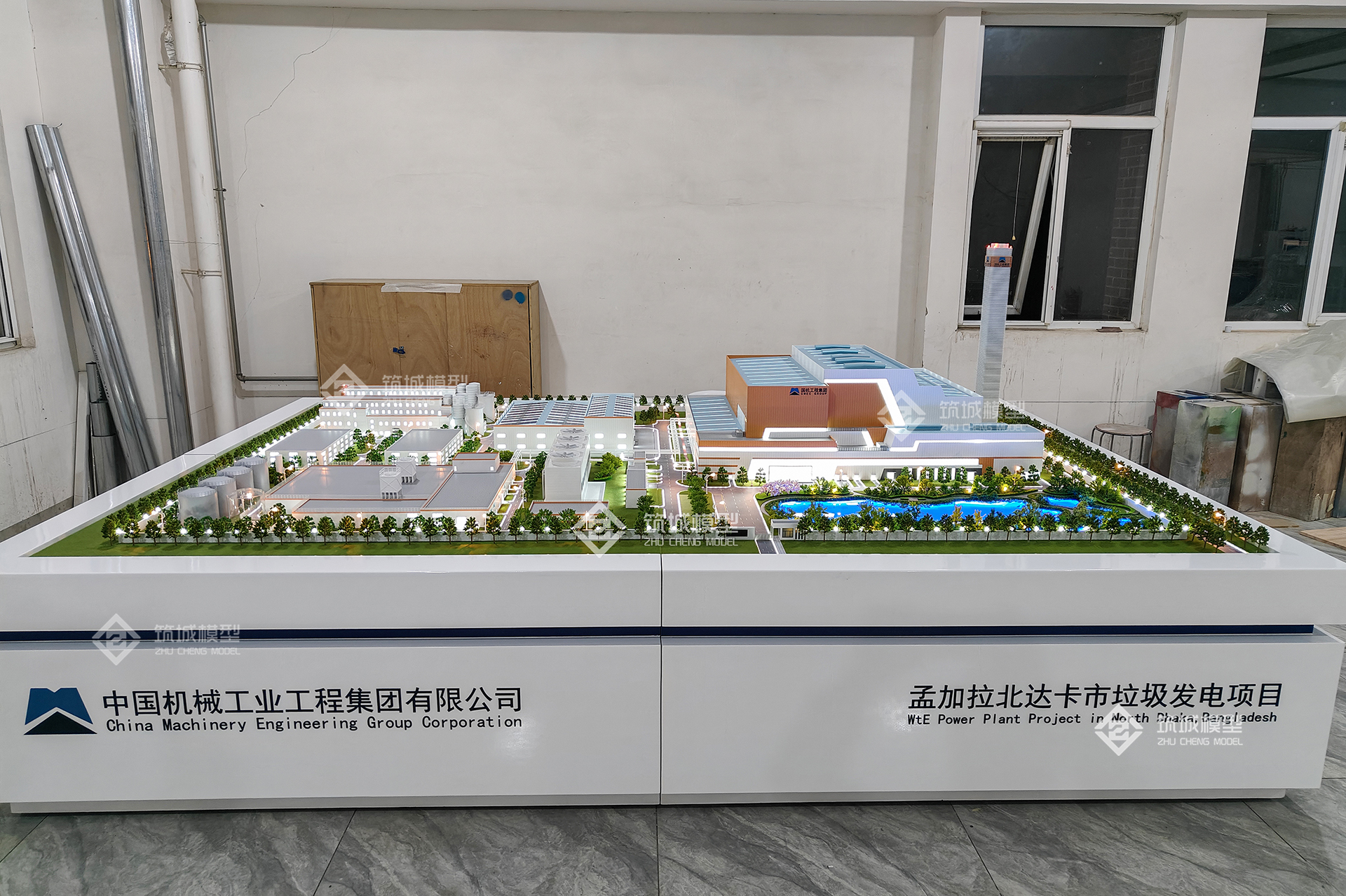 国机集团孟加拉北达卡垃圾发电沙盘模型整体效果